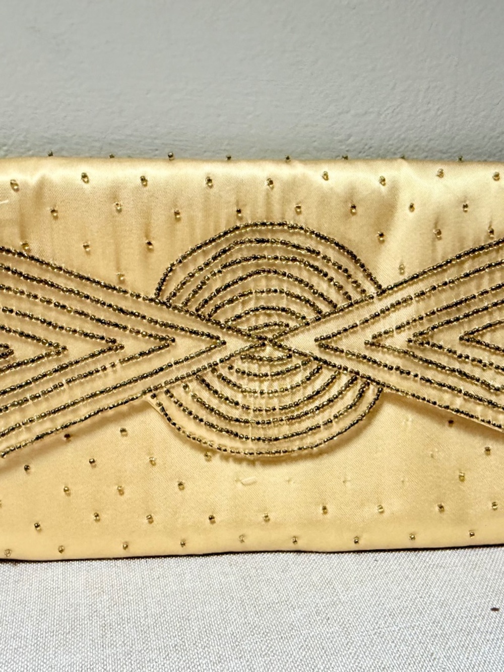 Vintage Art Deco Style Gold La Regale Beaded Clutch Evening Bag